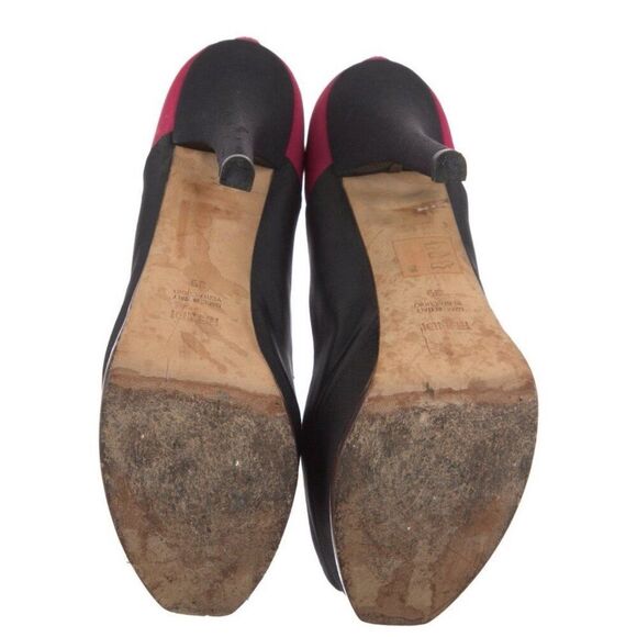 Fendi Authentic Black Red Pink Peep Toe High Heel Pumps 9 - Picture 5 of 8